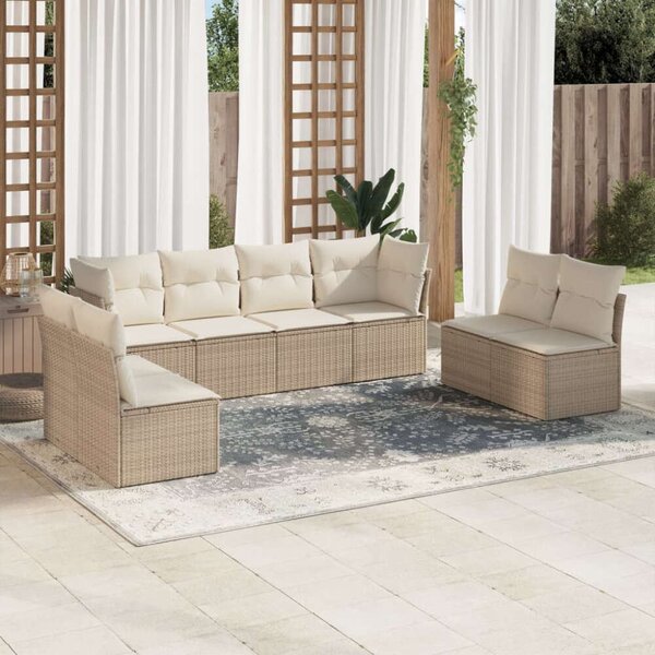 Polyrattan Kerti Ülőgarnitúra - 8 részes - Bézs