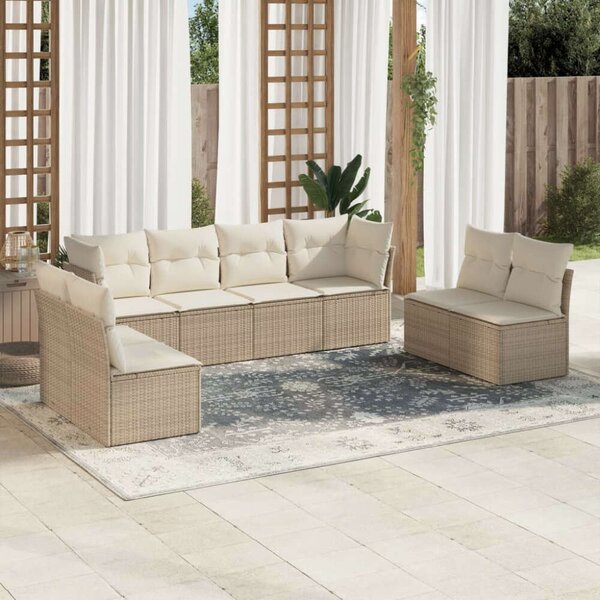 Polyrattan Kerti Ülőgarnitúra - 8 részes - Bézs