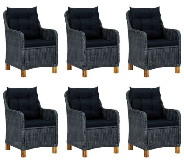 VidaXL Polyrattan Kültéri Étkezőgarnitúra - 7 részes, Sötétszürke