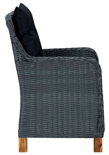 VidaXL Polyrattan Kültéri Étkezőgarnitúra - 7 részes, Sötétszürke