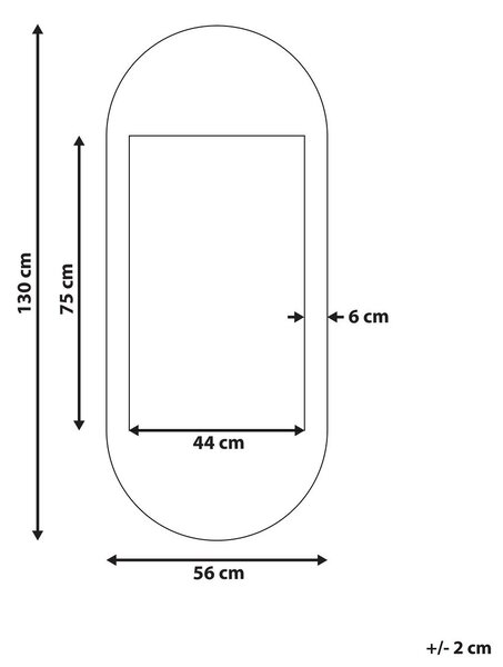 Falitükör BRIANT 56 cm 130 cm Mangófa Fehér