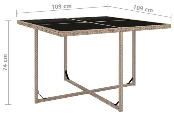 Polyrattan Kültéri Étkezőszett - Bézs - 5 részes