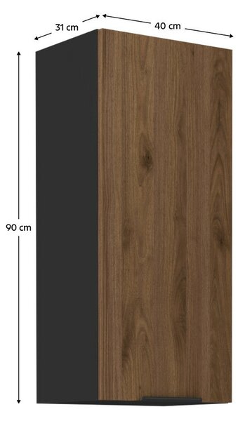 Felső szekrény, okapi dió/fekete, MENZO 40 G-90 1F