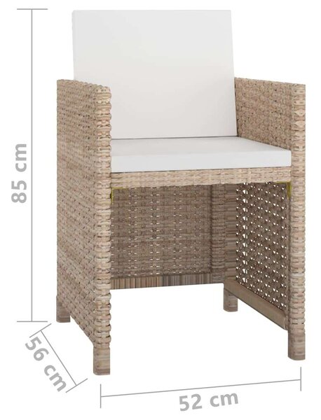 Polyrattan Kültéri Étkezőszett - Bézs - 5 részes