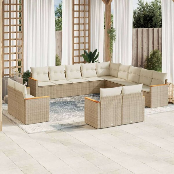 VidaXL Polyrattan Kerti Ülőgarnitúra - 13 részes - Bézs