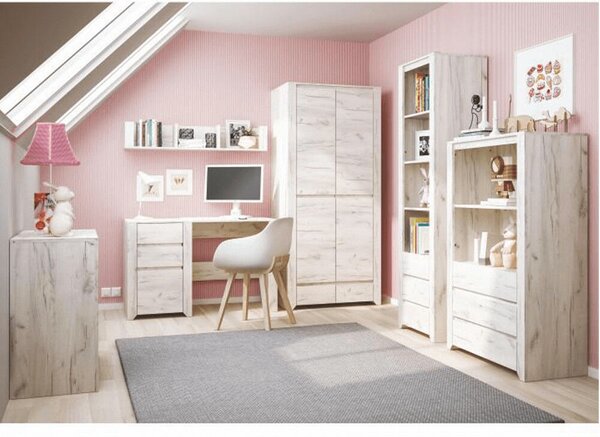 Komód typ 33, fehér craft, ANGEL