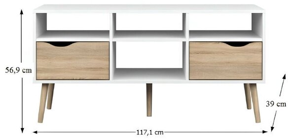 TV asztal/szekrény, tölgy sonoma / fehér, OSLO 75391
