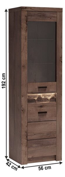 Vitrines szekrény, kőris sötét, INFINITY I-04
