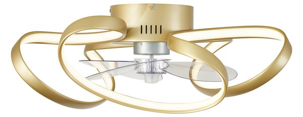 Mennyezeti ventilátor sárgaréz 55cm LED-del, fényerőszabályzóval és távirányítóval - Mandy