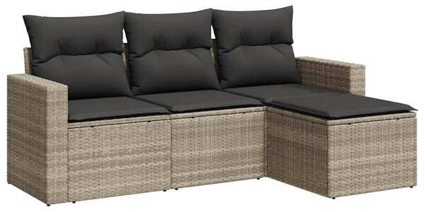 VidaXL Polyrattan Kerti Ülőgarnitúra - 4 részes - Világosszürke