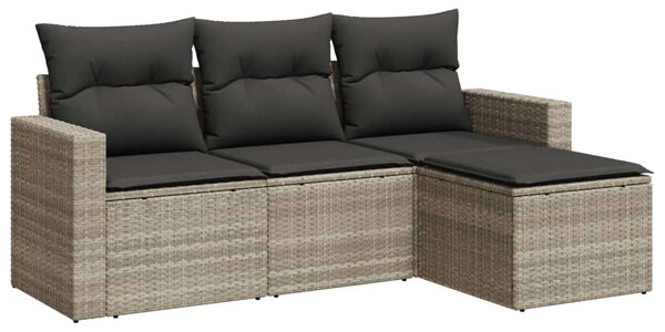 VidaXL Polyrattan Kerti Ülőgarnitúra - 4 részes - Világosszürke
