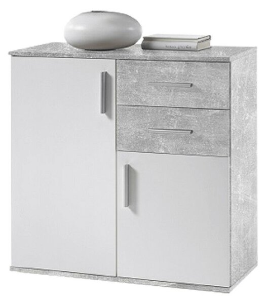 Komód, fehér/beton, POPPY 4