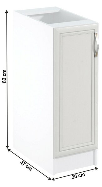 Alsószekrény D30, balos, fehér/sosna Andersen, SICILIA