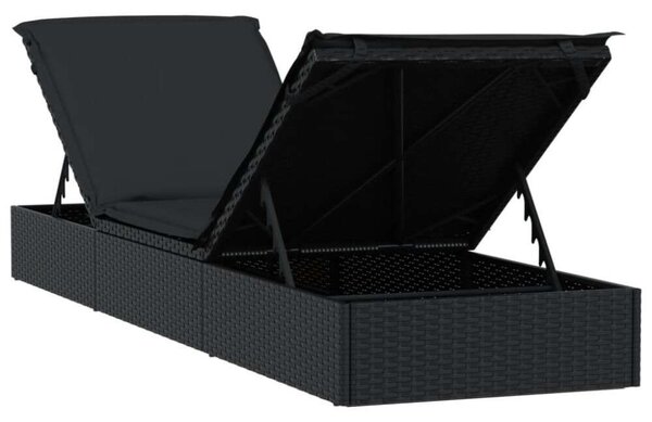 VidaXL fekete polyrattan napágy asztallal