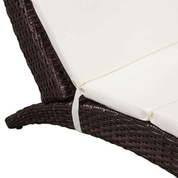 VidaXL Napozóágy - Barna Polyrattan - Összecsukható - 162cm