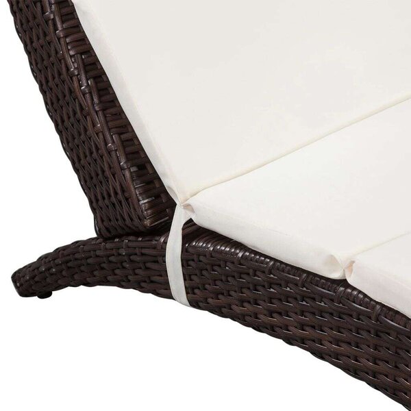 VidaXL Napozóágy - Barna Polyrattan - Összecsukható - 162cm