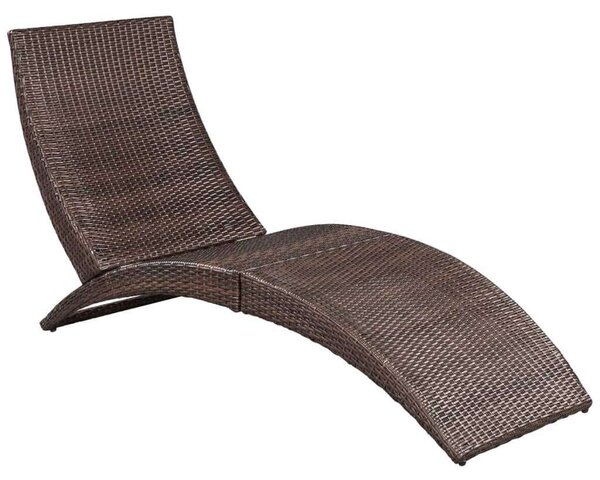 VidaXL Napozóágy - Barna Polyrattan - Összecsukható - 162cm