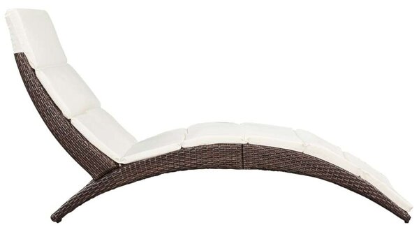 VidaXL Napozóágy - Barna Polyrattan - Összecsukható - 162cm
