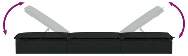 VidaXL fekete polyrattan napágy asztallal