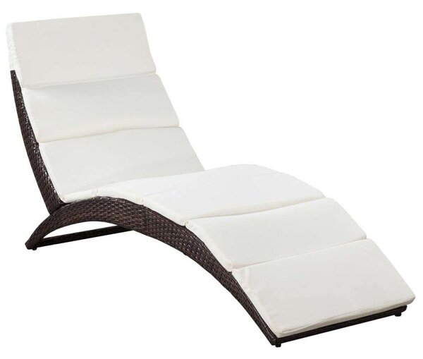 VidaXL Napozóágy - Barna Polyrattan - Összecsukható - 162cm