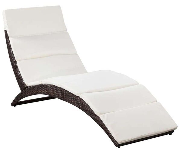 VidaXL Napozóágy - Barna Polyrattan - Összecsukható - 162cm