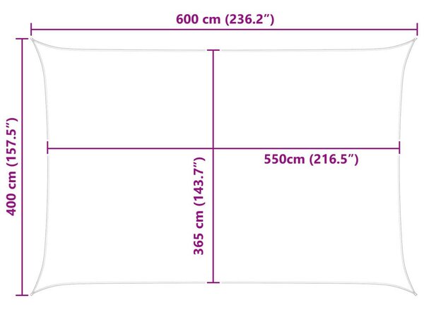 VidaXL Napernyő vitorla Sárga és Fehér 6 x 4 m 100% poliészter oxford