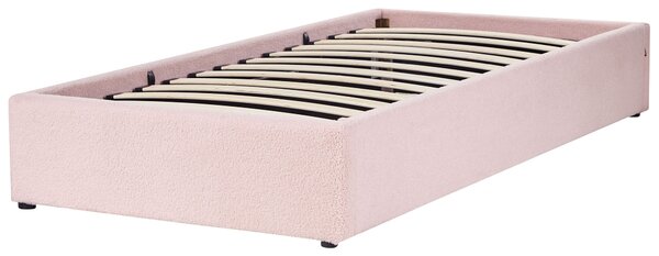 Ágyneműtartós ágy fejtámla nélkül DINAN Buklé Pasztellrózsaszín 90 x 200 cm