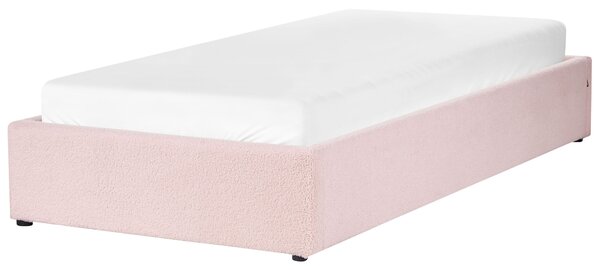Ágyneműtartós ágy fejtámla nélkül DINAN Buklé Pasztellrózsaszín 90 x 200 cm
