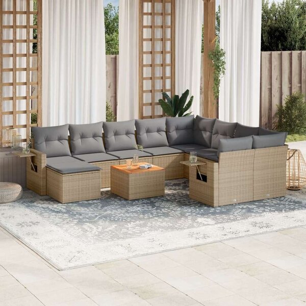 VidaXL Polyrattan Kerti Ülőgarnitúra - 11 részes - Bézs