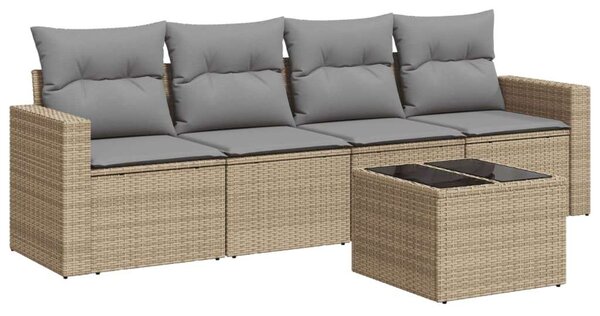 VidaXL Polyrattan Kerti Ülőgarnitúra - 5 részes - Bézs