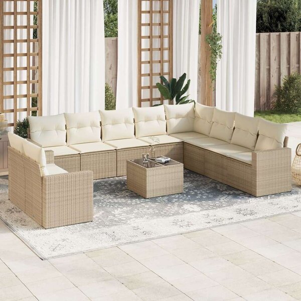 VidaXL Polyrattan Kerti Ülőgarnitúra - 11 részes - Bézs
