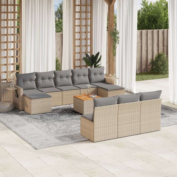 VidaXL Polyrattan Kerti Ülőgarnitúra - 11 részes - Bézs