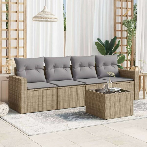 VidaXL Polyrattan Kerti Ülőgarnitúra - 5 részes - Bézs