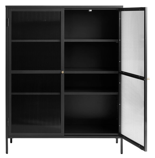 Fekete fém tálalószekrény 111x140 cm Bronco – Unique Furniture