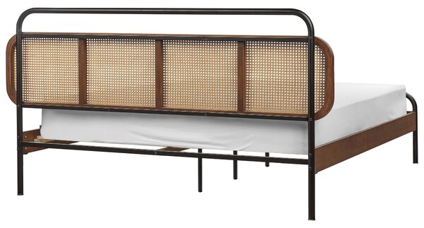 Ágy Rattan BOUSSICOURT 160 x 200 cm Sötétbarna
