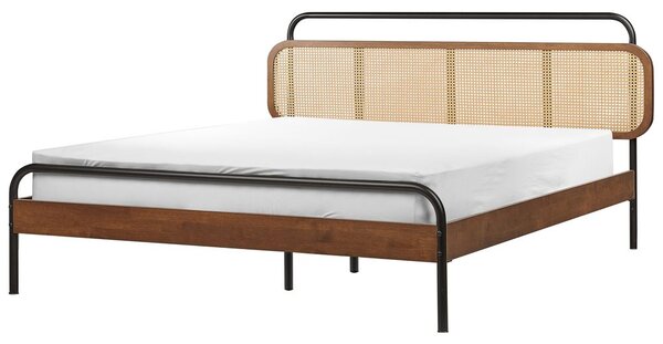 Ágy Rattan BOUSSICOURT 160 x 200 cm Sötétbarna