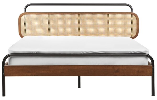 Ágy Rattan BOUSSICOURT 160 x 200 cm Sötétbarna