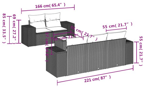 VidaXL Polyrattan Kerti Ülőgarnitúra - 6 részes - Bézs