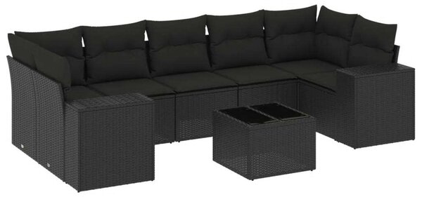 VidaXL Polyrattan Kerti Ülőgarnitúra - 8 részes - Fekete