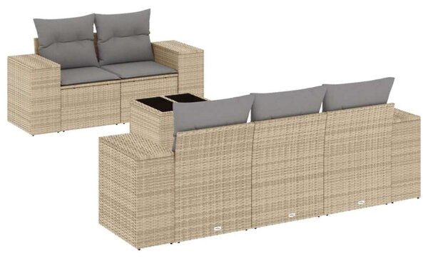 VidaXL Polyrattan Kerti Ülőgarnitúra - 6 részes - Bézs