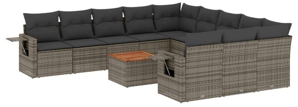 VidaXL 12 részes szürke polyrattan kerti ülőgarnitúra párnákkal