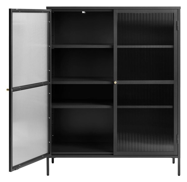 Fekete fém tálalószekrény 111x140 cm Bronco – Unique Furniture
