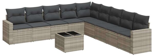 VidaXL Polyrattan Kerti Ülőgarnitúra - 10 részes - Világosszürke