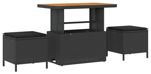 VidaXL Kerti Kanapé Szett párnával tárolóval 8 pcs Fekete polirattan