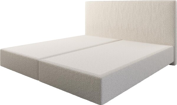 DELIFE Boxspring ágy Dream-Well bouclé krémfehér 200x200 cm lábak nélkül