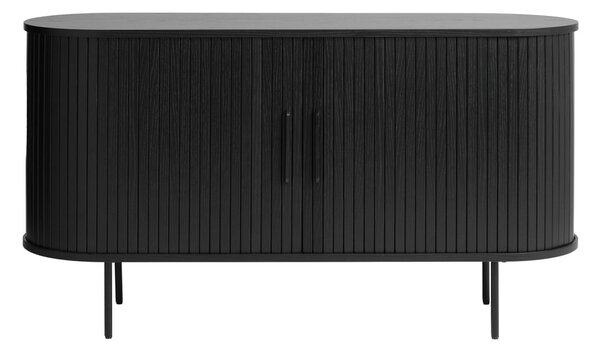 Fekete alacsony komód tölgyfa dekorral 140x76 cm Nola – Unique Furniture