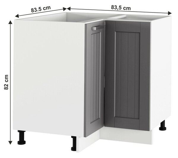 Alsó sarokszekrény, sötétszürke/fehér, JULIA TYP 62