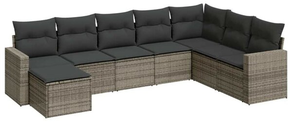 VidaXL Polyrattan Kerti Ülőgarnitúra - 8 részes - Szürke