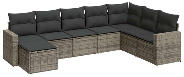 VidaXL Polyrattan Kerti Ülőgarnitúra - 8 részes - Szürke