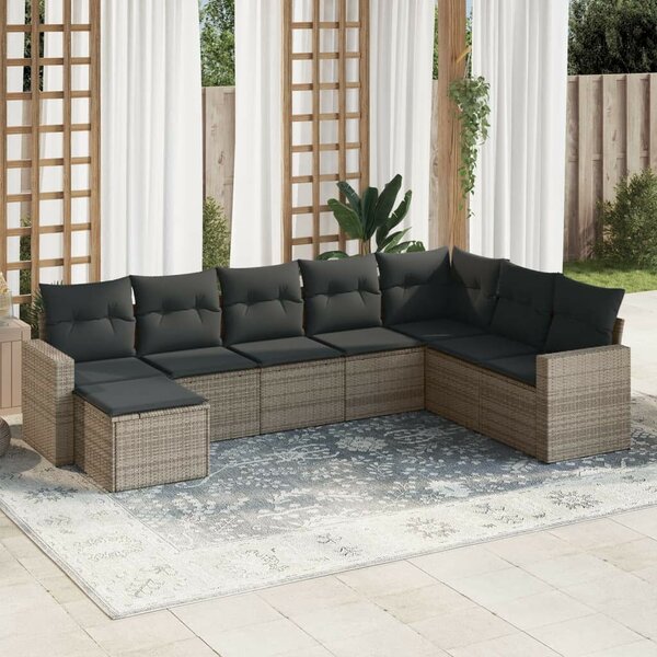 VidaXL Polyrattan Kerti Ülőgarnitúra - 8 részes - Szürke